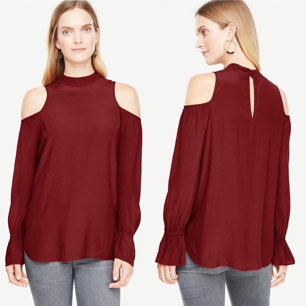 Ann Taylor | Mock Neck Cold Shoulder Top - Picture 8 of 8